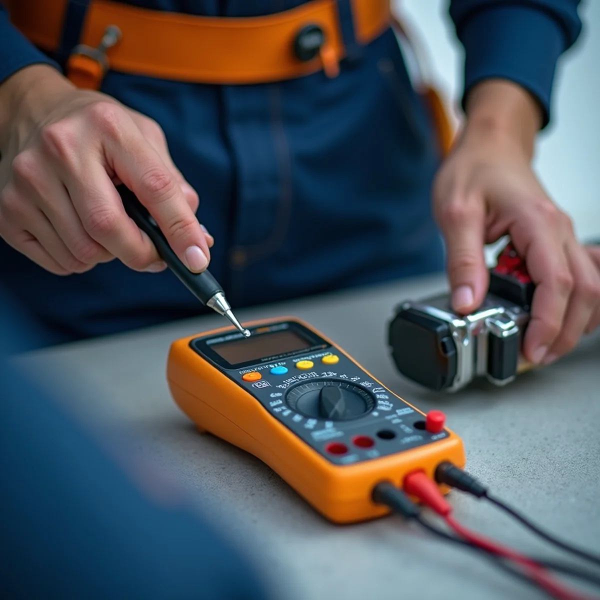 Digital meter test probes on capacitor terminals measuring microfarad capacitance values - Comfort SOS Guide