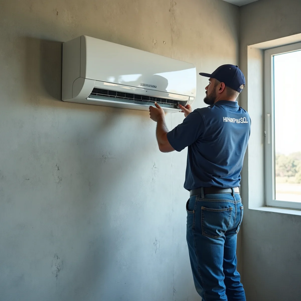 Wall-mounted ductless mini-split providing efficient cooling without ductwork in concrete room - Comfort SOS Guide