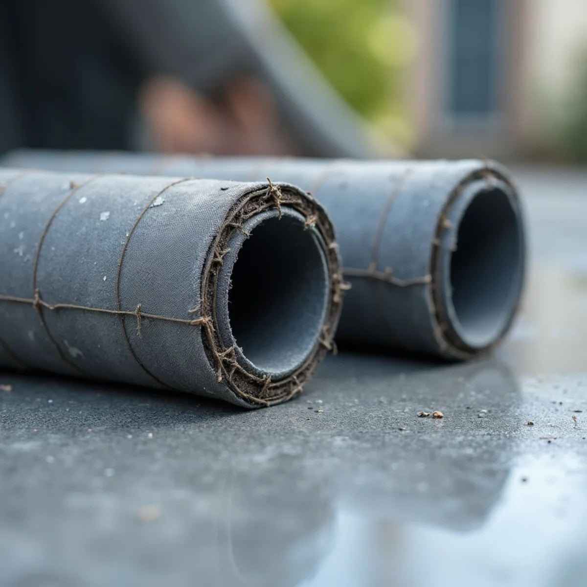 Side-by-side comparison of neatly mastic-sealed duct collar vs deteriorated gray cloth tape - Comfort SOS Guide