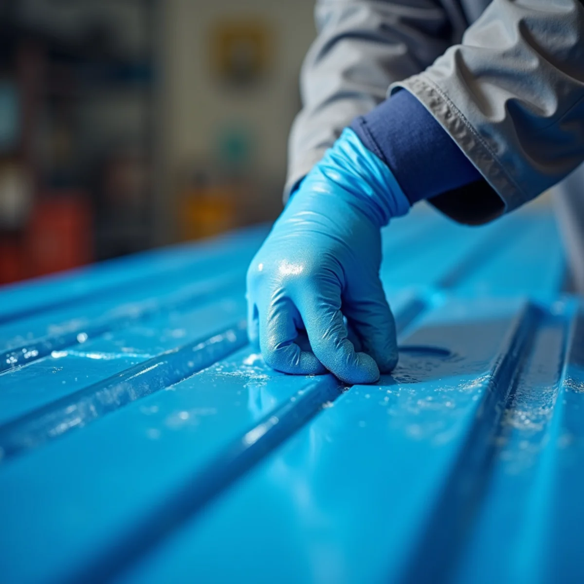 Condenser coil coated with protective blue anti-corrosive epoxy phenolic resin - Comfort SOS Guide