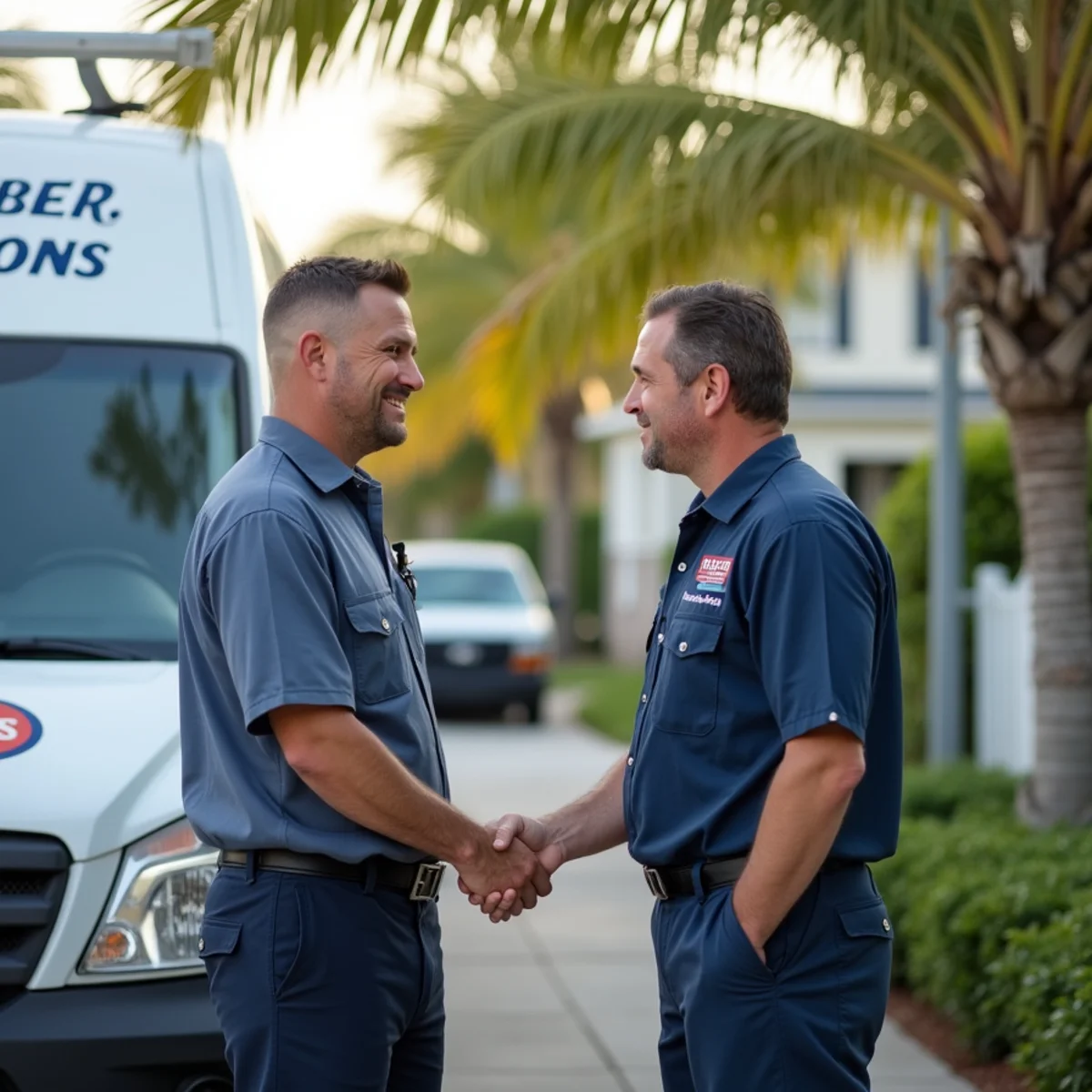 Comfort SOS service van and technician servicing air conditioning in Key West, FL